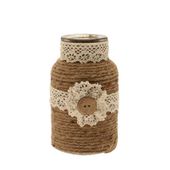 Hessian Bottle with Lace (12.5 x 6.5cm)