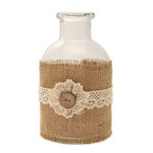 Bottle with Hessian/Lace (16x4.5cm)