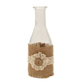 Bottle with Hessian / Lace (18.5x6.5cm)