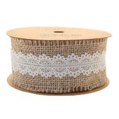 Jute with Cream Lace Ribbon (50mm x 5yds)