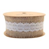 Jute with White Lace Ribbon (50mm x 5yds )