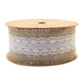 Jute with Cream Lace Ribbon (50mm x 5yds )