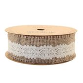Jute with Cream Lace Ribbon (35mm x 5yds)