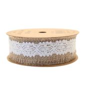 Jute with White Lace Ribbon (35mm x 5yds)