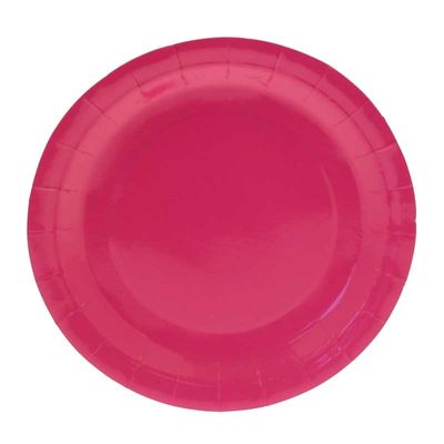 Hot Pink Paper Plates Round - 9 inch (x8)  