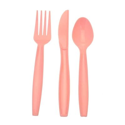 Pale Pink Assorted Cutlery (Knife, Fork, Spoon) (x18) 