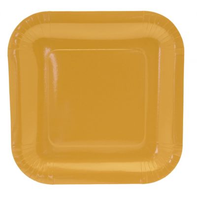 Yellow Paper Plates Square - 9 inch (x8)  