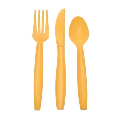 Yellow Assorted Cutlery (Knife, Fork, Spoon) (x18)  