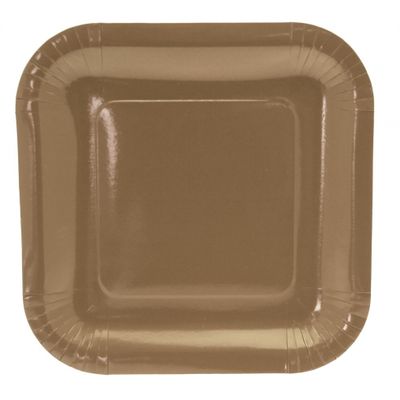 Gold Paper Plates Square - 9 inch (x8)  
