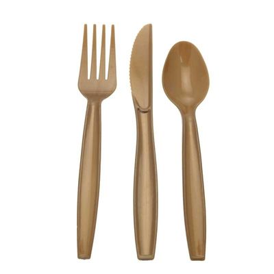 Gold Assorted Cutlery (Knife, Fork, Spoon) (x18)  