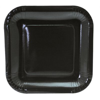 Black Paper Plates Square - 9 inch (x8)  