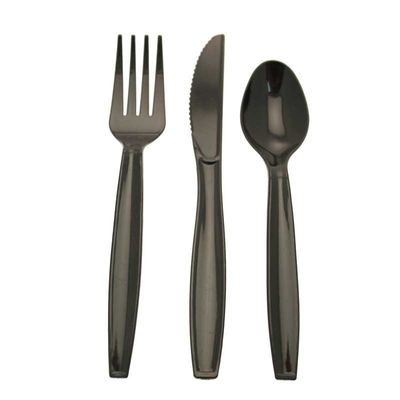 Black Assorted Cutlery (Knife, Fork, Spoon) (x18) 