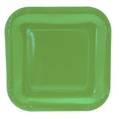 Lime Green Paper Plates Square - 9 inch (x8)  