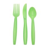 Lime Green Assorted Cutlery (Knife, Fork, Spoon) (x18)  