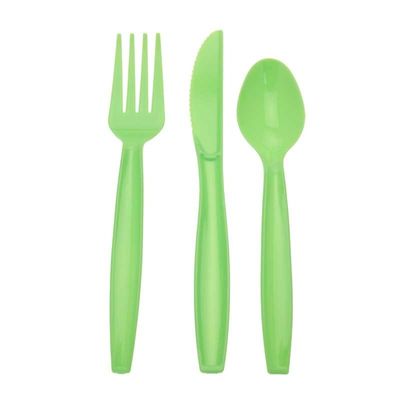 Lime Green Assorted Cutlery (Knife, Fork, Spoon) (x18)  