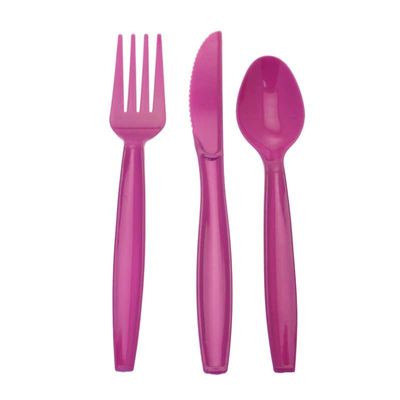 Purple Assorted Cutlery (Knife, Fork, Spoon) (x18)  