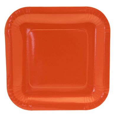 Orange Paper Plates Square - 9 inch (x8) 