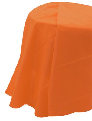 Orange Round Plastic Table Cover (84 inch) 