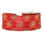 Snowflakes Satin Red / Gold (63mm x 10yds)