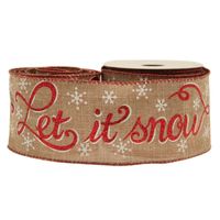 Let it Snow Cotton Natural / Red (63mm x 10yds)