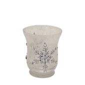 Glass Votive With Snowflake (7.5x9cm)
