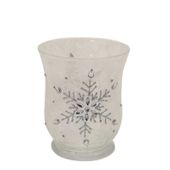 Glass Votive with Snowflake (9x11cm)