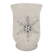 Glass Candle Holder with Snowflake (11x15cm)