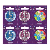 Age 65 Small Badges (6 assorted per perforated card) (5.5cm)  