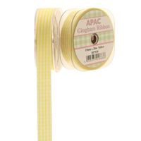 Yellow Small Gingham Check Ribbon (15mm x 20m)