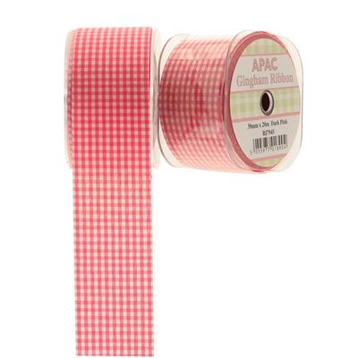 Dark Pink Small Gingham Check Ribbon (38mm x 20m)