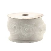 Organza Rose Ribbon with Pearl - White (2m)