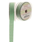 Dark Green Small Gingham Check Ribbon (15mm x 20m)