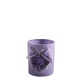 Tea Light Holder W/Fabric/Lace/Lavender (H8cm)