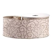 Natural with Gold Glitter Swirl Ribbon (2.5 inch  x 10yd)