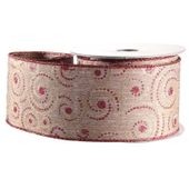 Natural with Gold/Red Swirl Ribbon (2.5inch x 10yd)