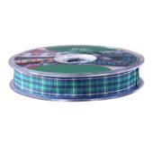 Blue/Green/White Satin Tartan Ribbon (15mm x 20m)