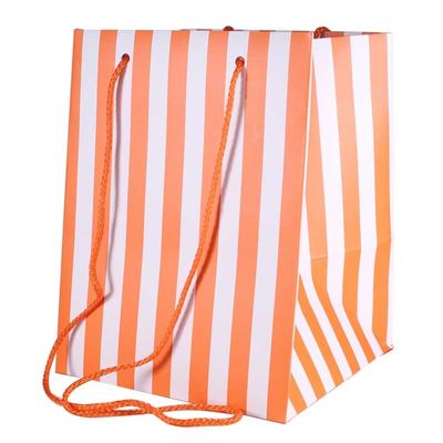 Orange Candy Stripe Hand Tied Bag (19x25cm)