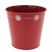 Red Metal Bucket with White Snowflake (14cm)