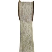 Natural with Ivory Lace Ribbon (50mm x 5yds)