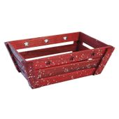 Red Rectangle Wooden Planter with Stars