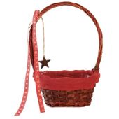 Oval with Red Hessian Rim Snowflake / Star Basket (23x13cm)