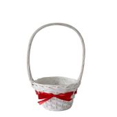 20cm Langton Round Basket with Ribbon in White 