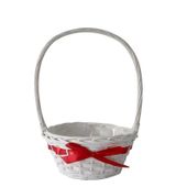 Langton Round Basket with Ribbon in White (25cm)