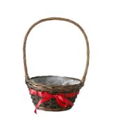 Langton Round Basket with Ribbon in Stain (25cm)