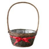 Langton Round Basket with Ribbon in Stain (30cm)