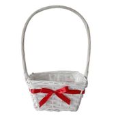 Langton Square Basket wtih Ribbon in White (25cm)