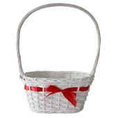 Langton Oval Basket with Ribbon in White (31x19cm)