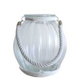 Glass Candle Holder with Rope Handle (27cm)