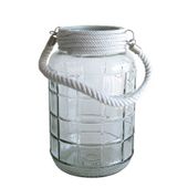 Glass Candle Holder with Rope Handle (26.5cm)