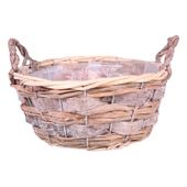 Round Woven Bark Basket with Ears (26cmx12cm)